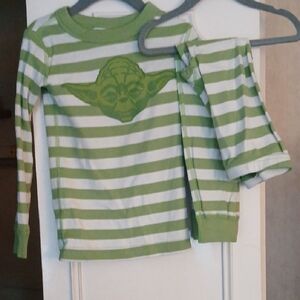 Green and White Striped Pajama Set